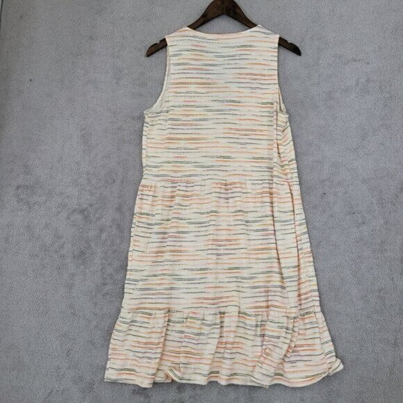 Loft Sleeveless Striped Button Front Midi‎ Dress M 100% Cotton Multicolor - Picture 2 of 7